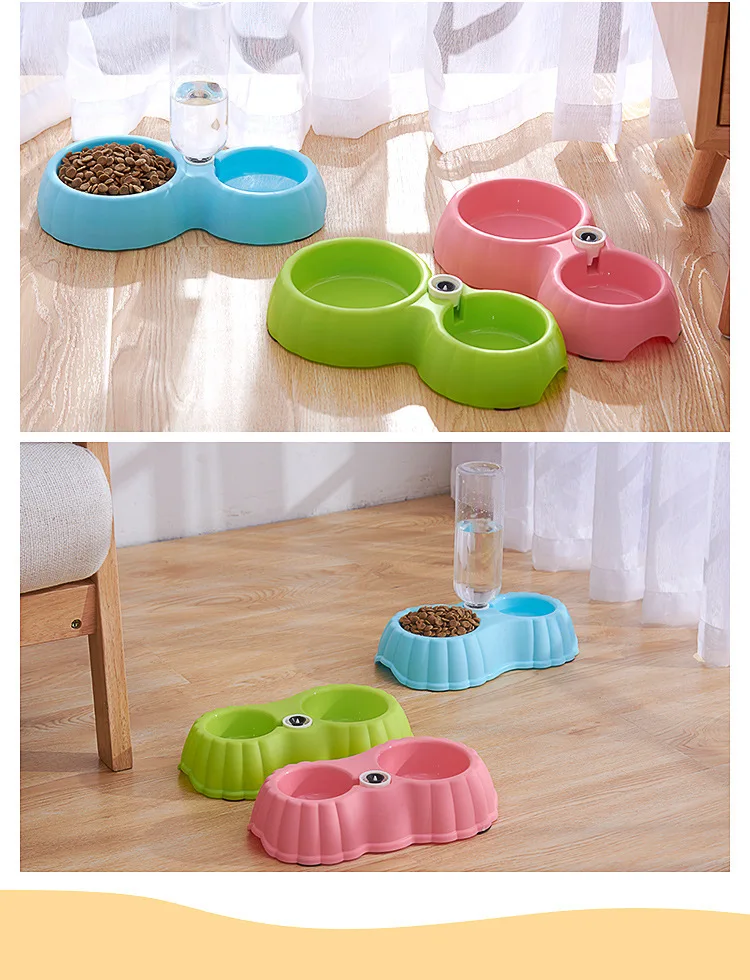 Cute Pumpkin Shape Pet Feeder Plastic Dual Port Automatic Water Drinking Pet Bowl Food Feeder For Cats Dogs Puppy Without Bottle (11)