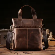 Ретро Натуральная кожа Crazy Horse Водонепроницаемая Повседневная 15,6 дюймовая воловья сумка через плечо для ноутбука Портфель Сумка для мужчин