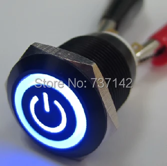 ELEWIND 19 мм черный символ питания металлический кнопочный переключатель(PM193F-11ET/B/12 V/A/IP65 черная поверхность