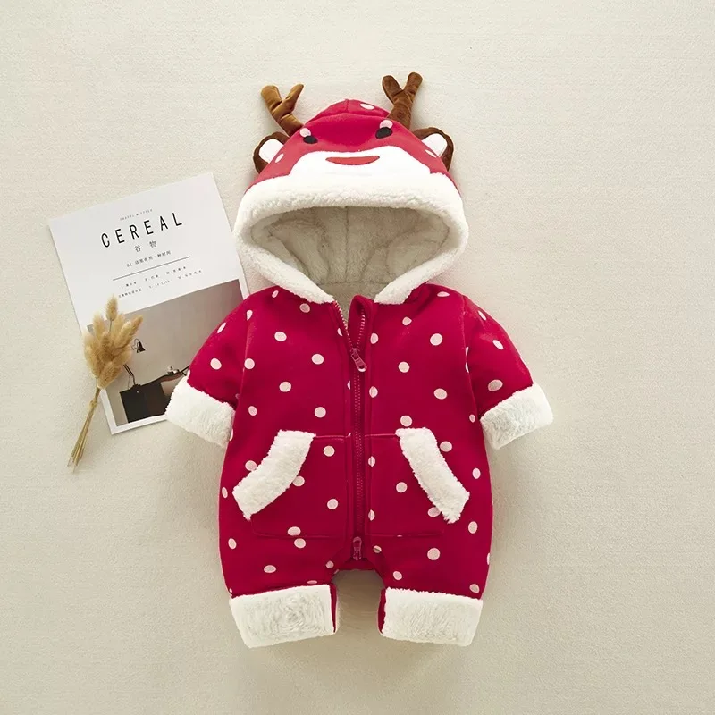 

Bnwige Baby Romper Winter 2018 Christmas Elk Newborn Baby Boy Romper Thick Warm Cotton Kids Girl Jumpsuit Children's Overalls