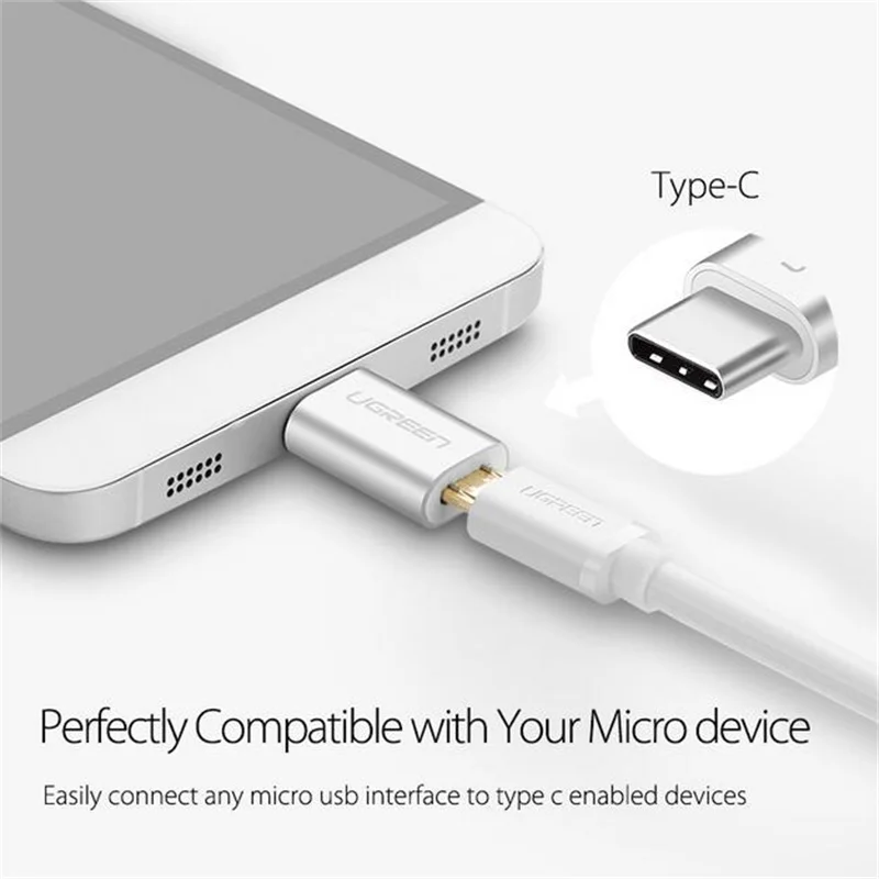 Адаптер Ugreen с micro usb на type c переходник otg для Samsung s9 s8 huawei xiaomi 9 адаптер зарядное