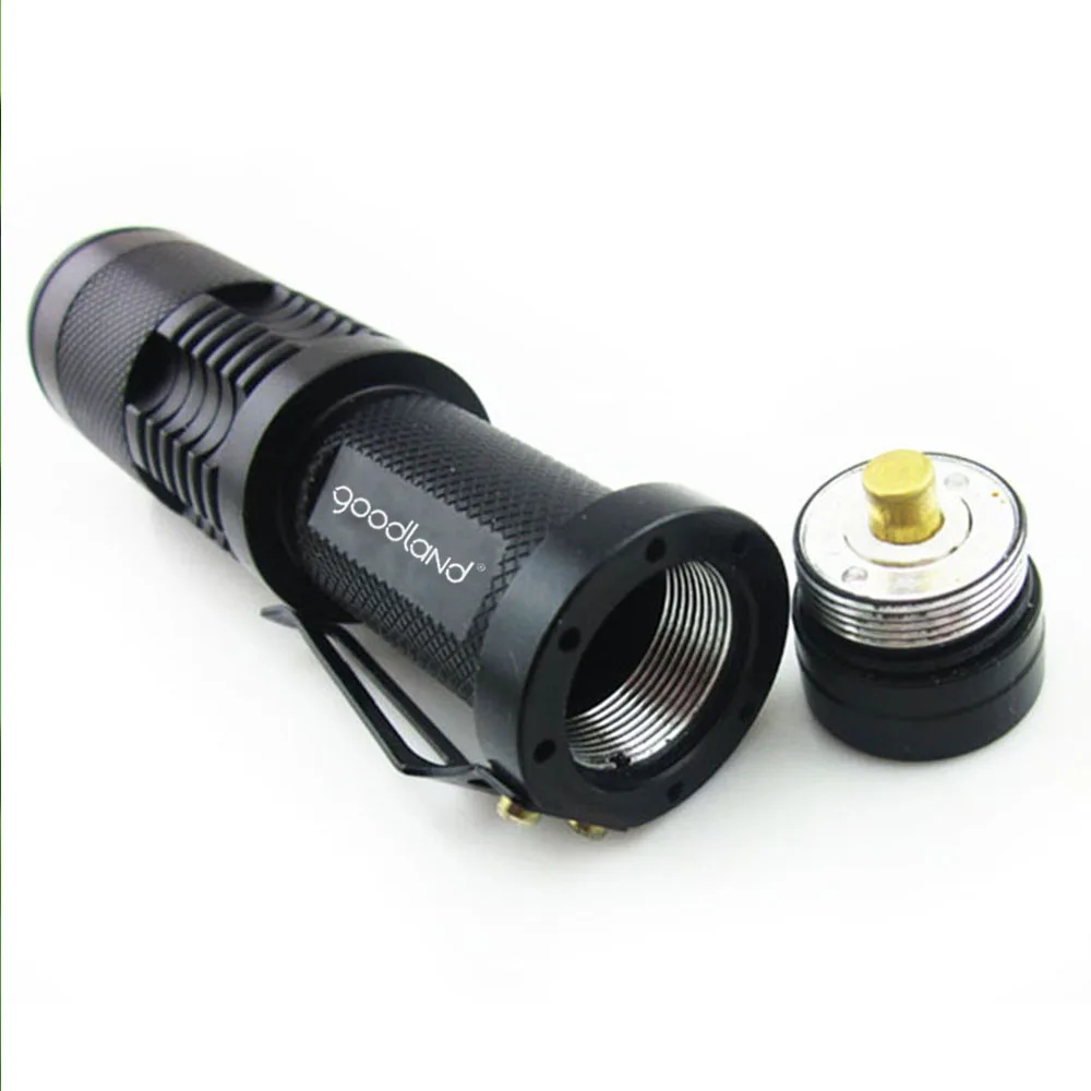 Мощный светодиодный фонарик Goodland T6 5 файлов, регулируемый светодиодный фонарик, перезаряжаемый аккумулятор 18650, фонарь для кемпинга, черный светодиодный фонарь