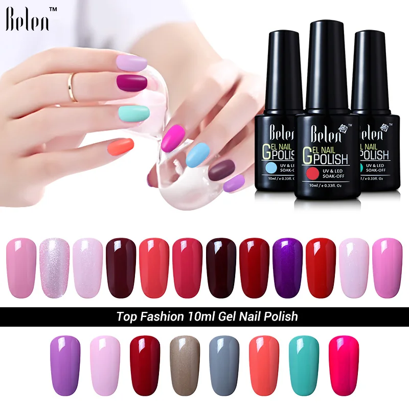

Belen UV LED Nail Gel 1 Color Nail Polish and Base Primer Gel Topcoat Professional Esmalte Long lasting Gel Nail Polish Art