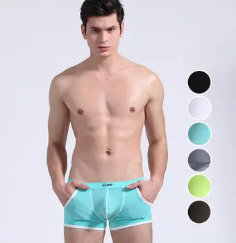 

AIBC Sexy Men Swimwear New Low Waist Men's Exercise Trunks Pocket Beach Board Shorts Mens Exercise Suit Shorts Brand