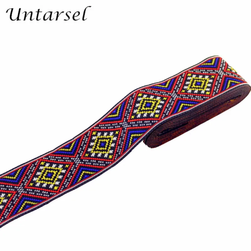 2"(50mm)width colorful ethnich fabric ribbon luxury braid webbing jacquard lace handmade craft clothes sewing tape | Дом и сад
