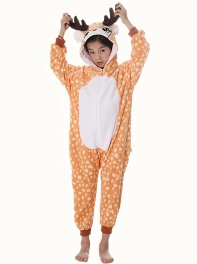 Kigurumi Onesie/Детская Пижама с животными; детская зимняя Фланелевая пижама с единорогом; маскарадные пижамы для мальчиков и девочек; одежда для сна; Детский комбинезон - Цвет: Christmas Deer