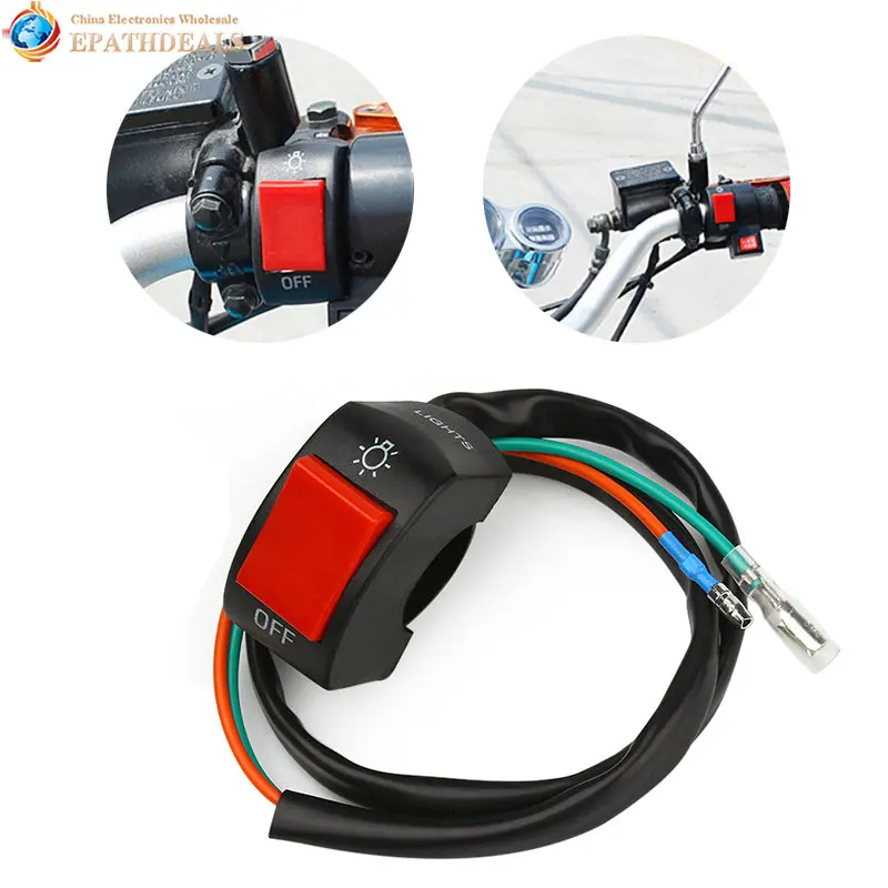 

12V Motorcycle Handlebar Switch Headlight Fog Light Switch ON / OFF Button Bullet Connector for 22mm - 25mm Motorbike Handle bar