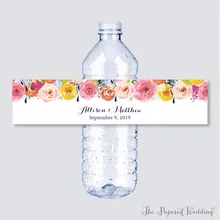 Персональные пользовательские этикетки для бутылок Свадебные Декорации на свадьбу, вечеринку этикетки с бутылкой Свадебные бутылки обертки цветок 02