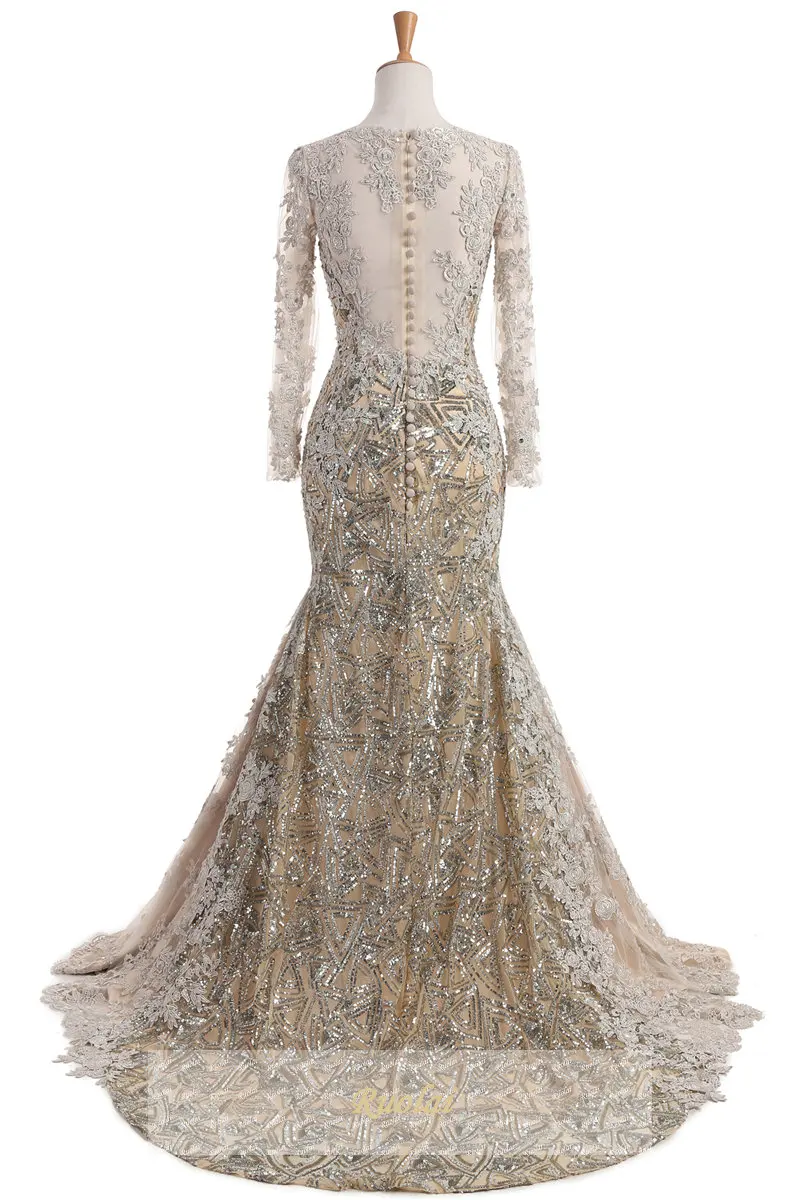 Muslim Evening Dress Long 2018 Arab Dress Appliques Long Sleeves Dubai Mermaid Evening Gown Formal Party Dresses robe de soire