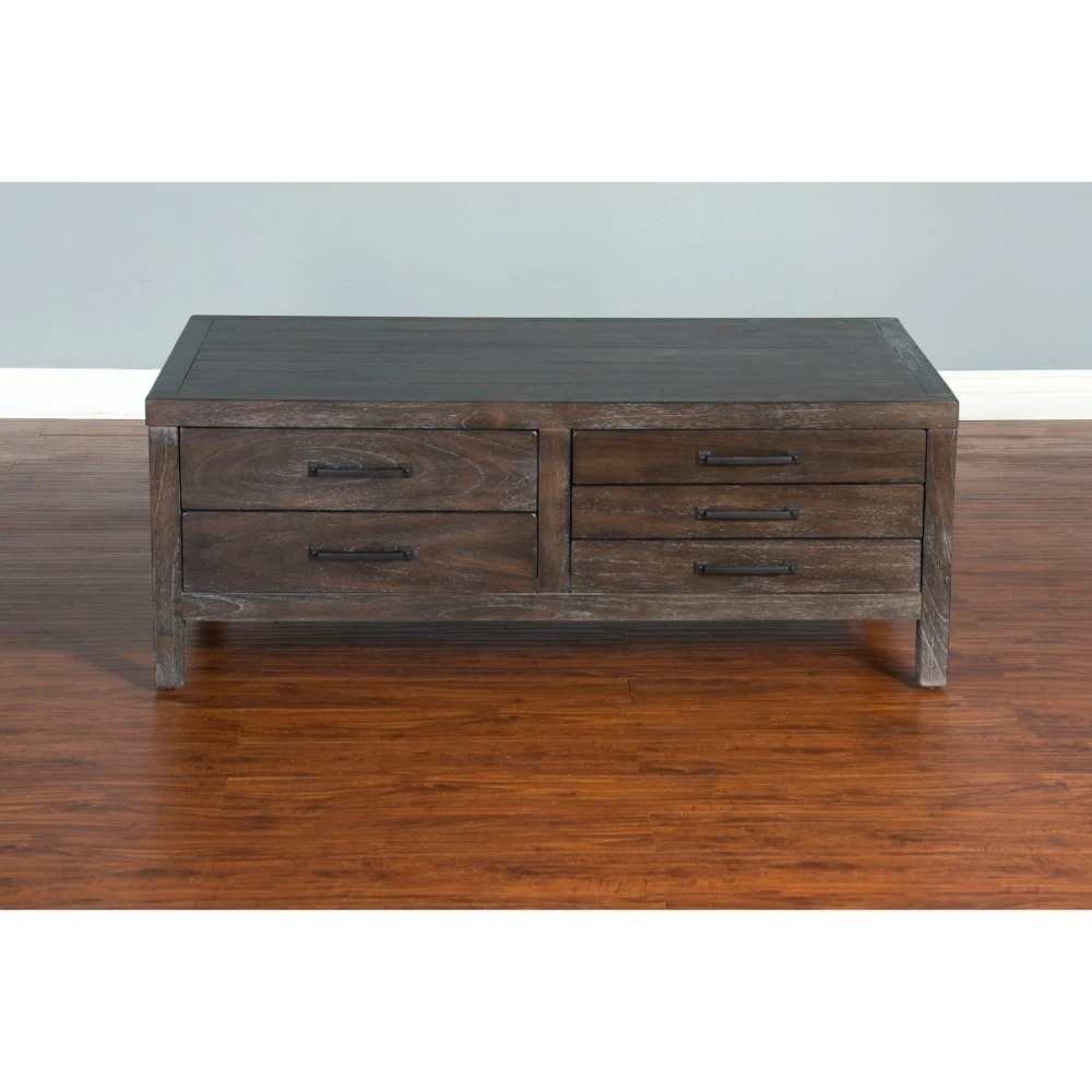 Mindi Wood Coffee Table, Distressed Brown
