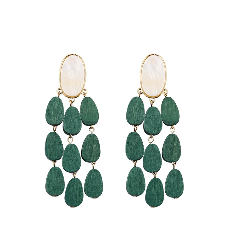 

Wooden Tassel Earrings for Women Vintage Resin Drop Earring Earing Wood Long Earring Pendientes Madera Handmade Jewelry