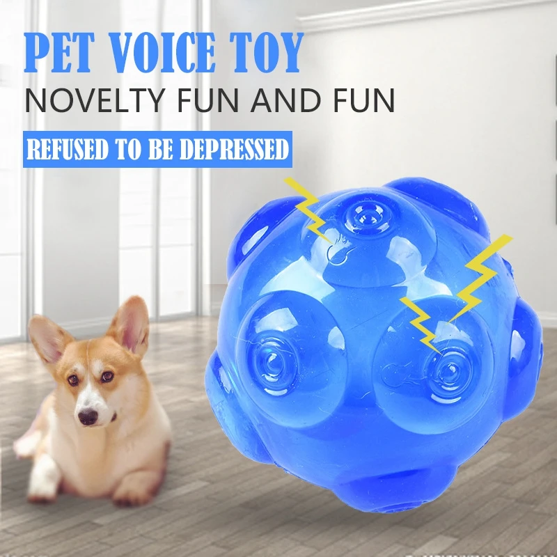 Blue Pet Tpr прочная приманка шлифовальная игрушка со звуком мяч - Цвет: Blue