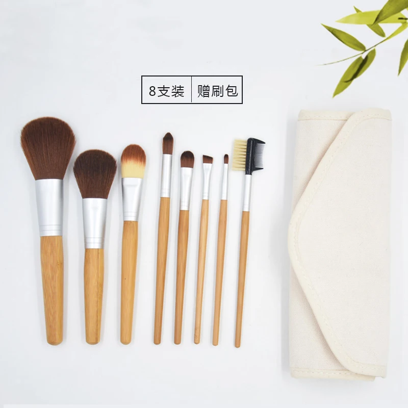 8pcs/set Bamboo handle rayon brushes Makeup Brushes Professional Synthetic Cosmetic Brush Refillable Bottles accessories tools 8pcs/set Bamboo handle rayon brushes Makeup Brushes Professional Synthetic Cosmetic Brush Refillable Bottles accessories tools