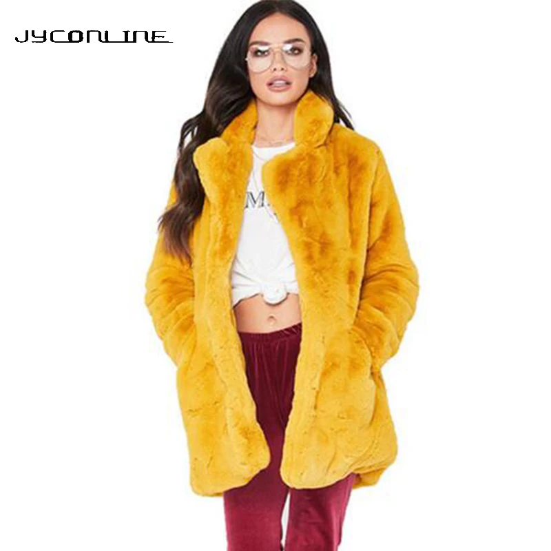 JYConline винтажное пушистое пальто из искусственного меха, женское короткое меховое пальто из искусственного меха, зимняя верхняя одежда, розовое пальто, Осеннее повседневное пальто для вечеринок