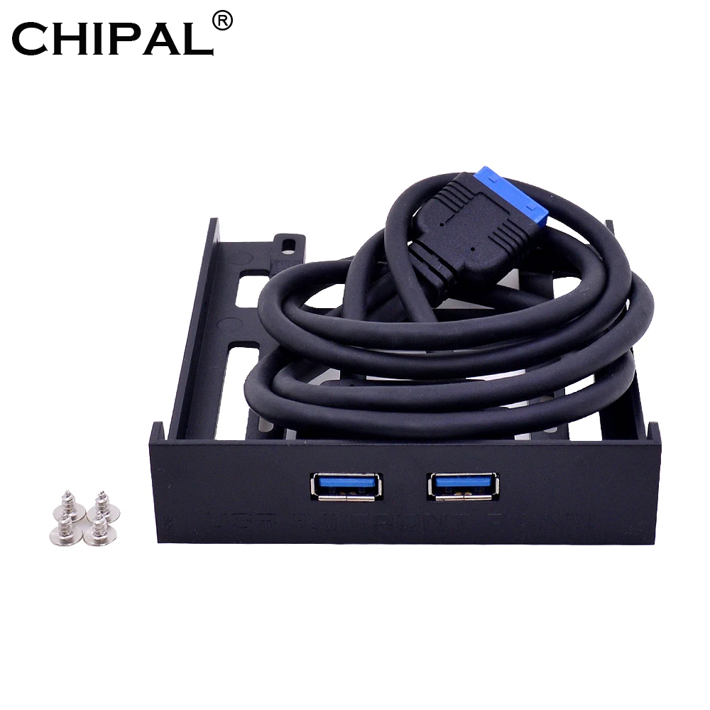 

CHIPAL 2 Port USB 3.0 Front Panel Cable Adapter 5Gbps 20Pin USB3.0 Hub Plastic Expansion Bracket for PC Desktop 3.5'' Floppy Bay