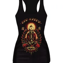 Женская майка с черепом Будды без рукавов, бесшовное для тренировки, летняя аэробика, эластичная майка, топ из мягкого волокна