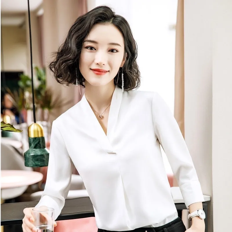 

Novelty White 2019 Spring Summer Blouses & Shirts Fashion Casual Half Sleeve Blouse Ladies Office OL Styles Female Tops Clothes