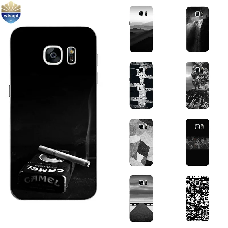 

Phone Case For S4 S6 S7 Edge Plus Back Cover Samsung Galaxy C5 C7 C7000 Shell Soft TPU Protection Gray Background Design Painted