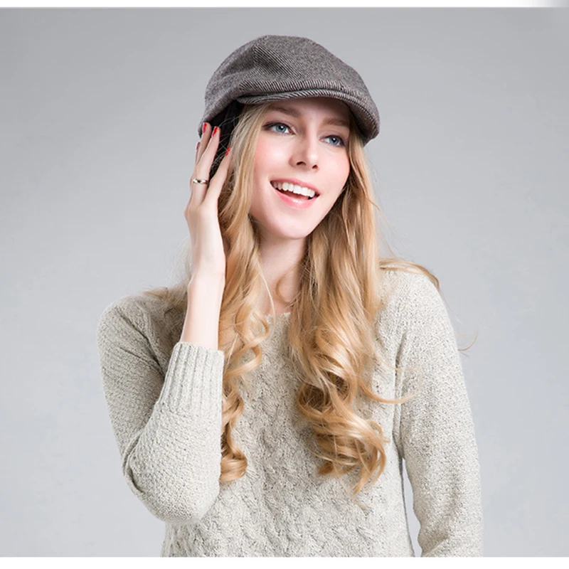 Модные клетчатые/Полосатые шапки унисекс с козырьком на осень и зиму, винтажные женские береты для девушек, шапка для женщин и мужчин, английские теплые береты Boina