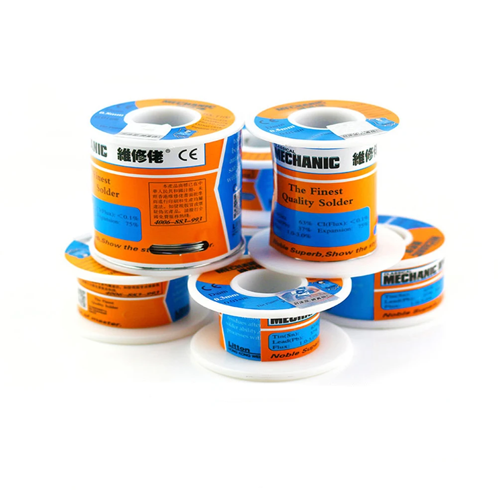 

High Quality MECHANIC Tin 63/37 Tin 0.3mm/0.4mm/0.5mm/0.6mm Rosin Core Tin/Lead 50g Rosin Roll Flux Solder Wire Reel