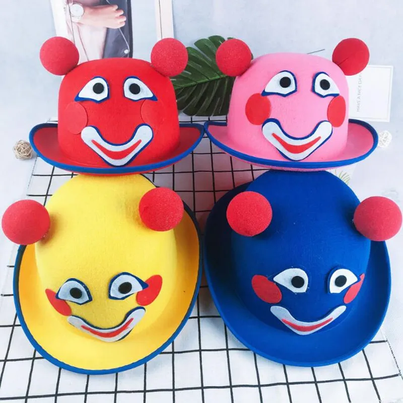 

Round Clown Hat Adults Cosplay Circus Clown Party Hats Caps Dress Up Props Masquerade Party Halloween Christmas