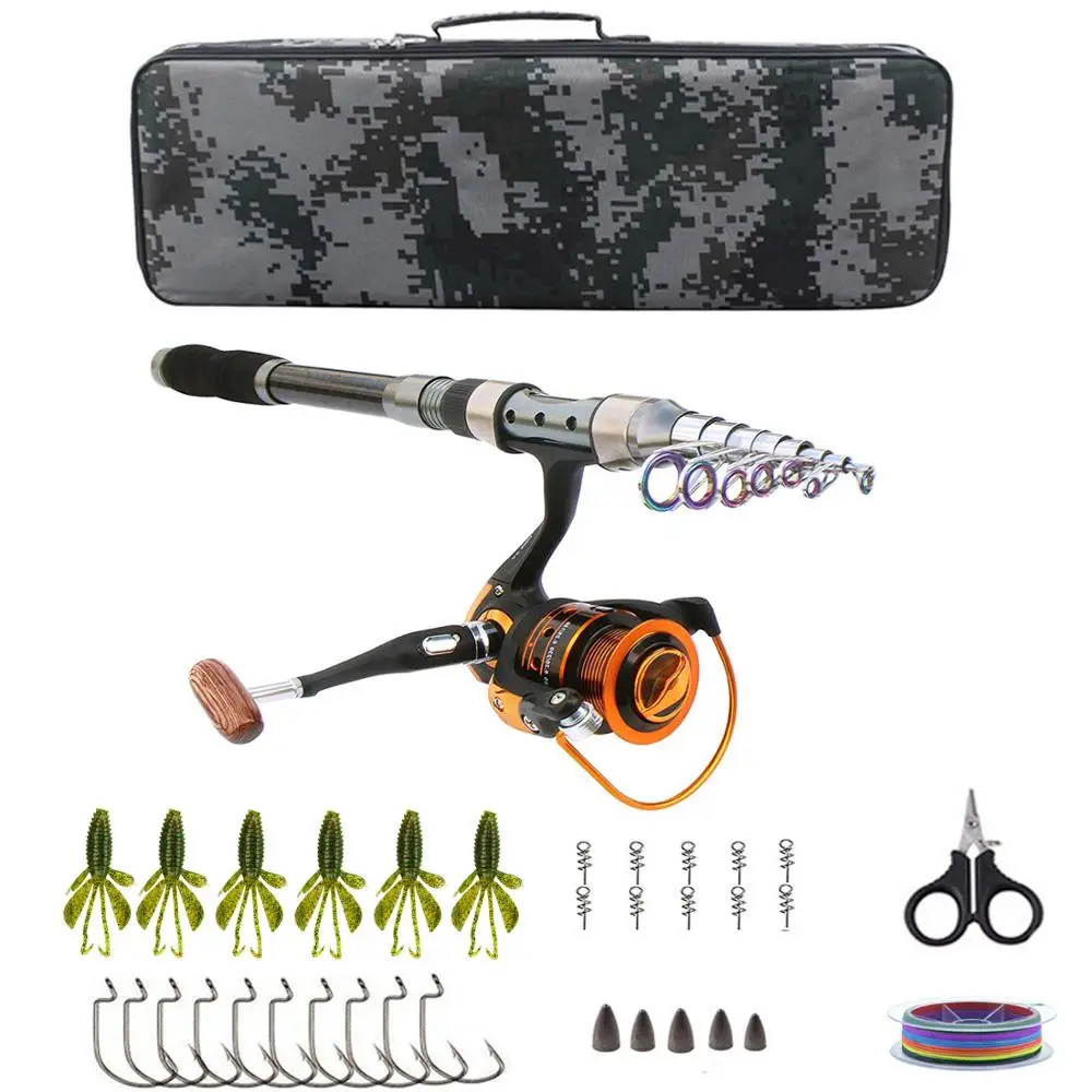 Fishing rod Combo with Fishing Accessories Kit Carbo fiber Telescopic Fishing Rod reel Line Lure set for fishing