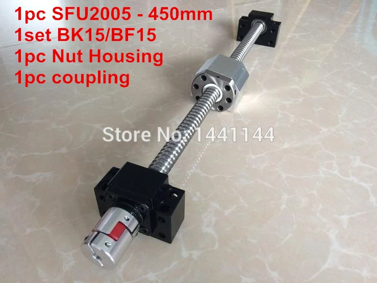 

SFU2005- 450mm ball screw with METAL DEFLECTOR ball nut + BK15 / BF15 Support + 2005 Nut housing + 12*8mm Coupling