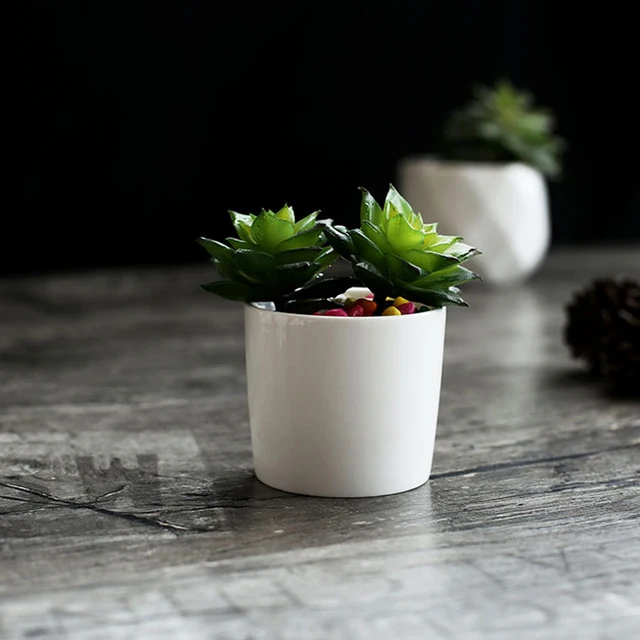 Freeshipping Creative polygon flower pots Ceramic flower pot office