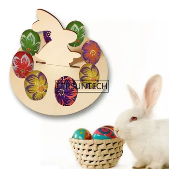 

Wooden Easter Egg Shelves for Kid Bunny Hen Pattern Carry Hold Eggs Easter Decoration Accessories