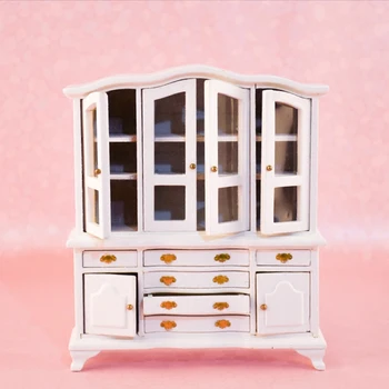 

G08-X006 children baby gift Toy 1:12 Dollhouse mini Furniture Miniature rement wooden European bookcase 1pcs