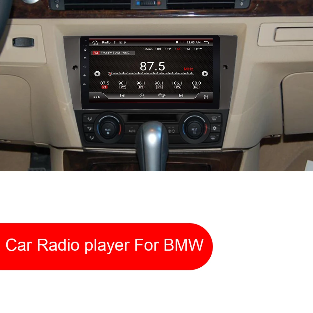 Top Eunavi Android 9.0 4G Car DVD PLAYER For BMW E90 GPS stereo audio navigation multimedia screen head unit PX6 with HDMI 1