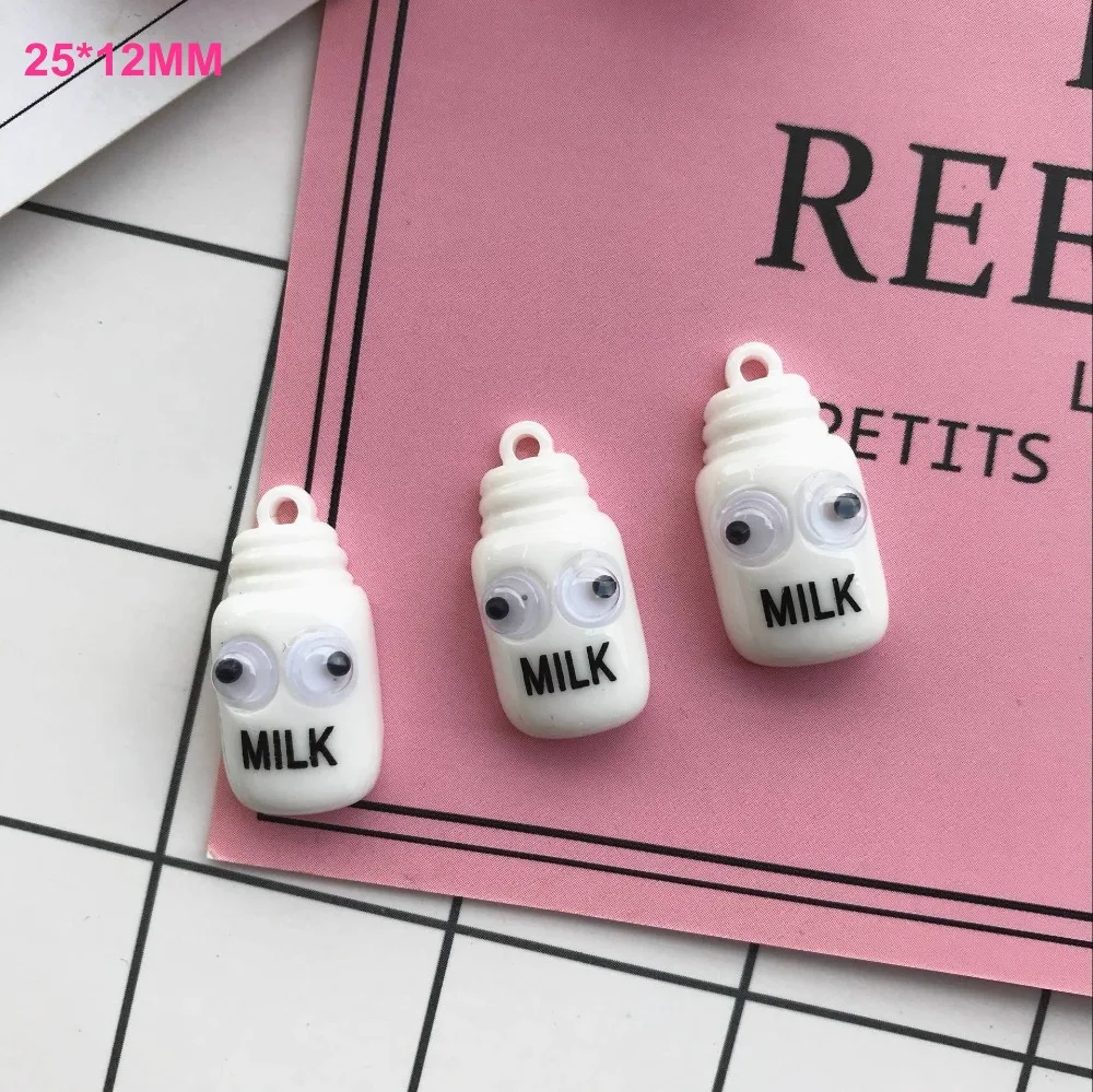 ZALEBABA 10pcs kawaii flat back resin Milk bottles and cookies charms charms necklace pendant earring charms for DIY decoration