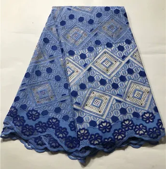 

Rectangular pattern Embroidered net Lace Fabric, Latest Blue African Lace Fabric with stone High Quality 2019 FFYI5-31