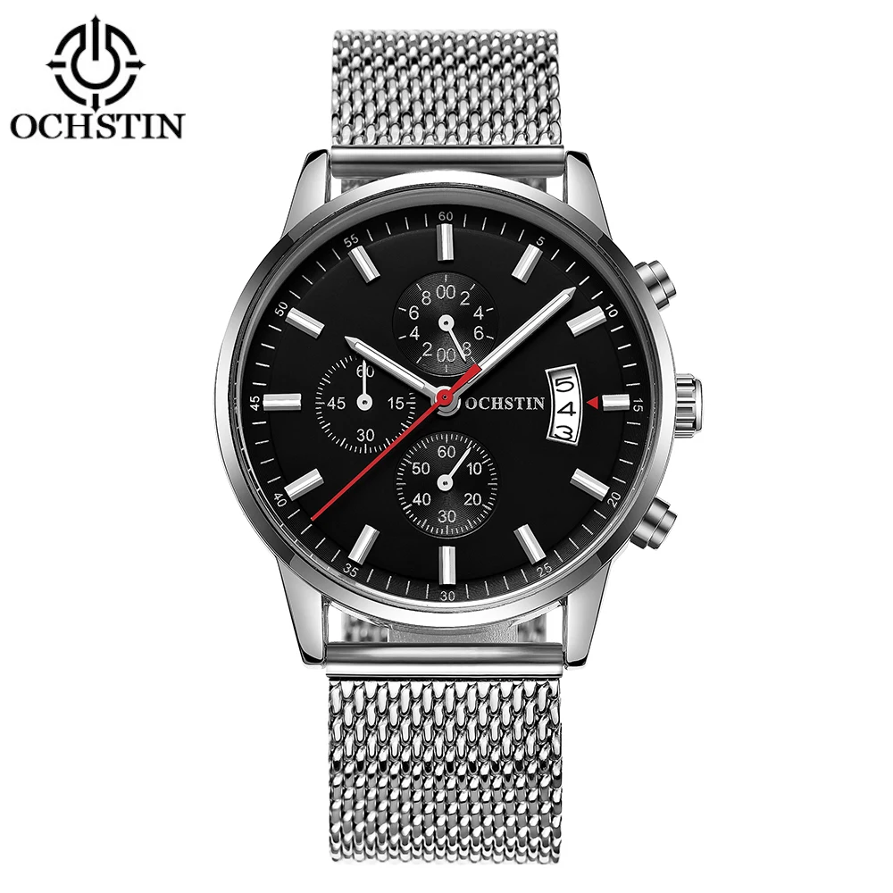 

OCHSTIN Fashion Sport Stainless Steel Men Watches Quartz 3ATM Water-resistant Luminous Man Wristwatch Calendar Chronograph