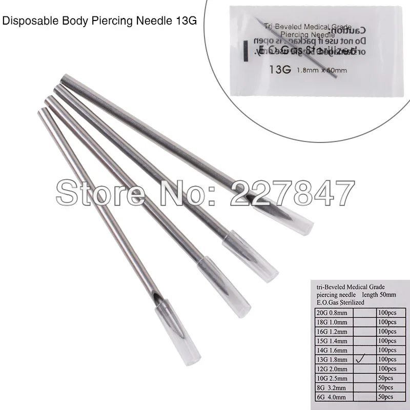 Chuse Beauty STERILE Disposable Medical Grade Body Piercing Needle 13G