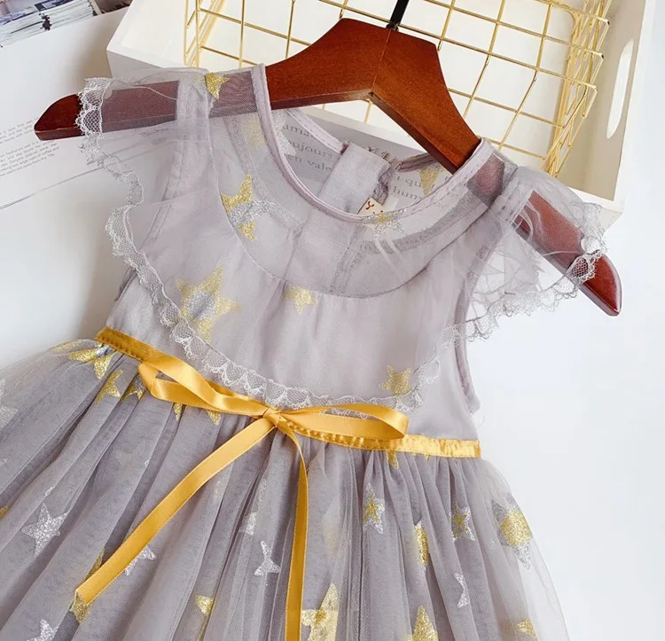 5250 звезды блестки вышивка Cheongsam платье принцессы для девочек Сарафан Летние Детские платья для девочек Одежда для маленьких девочек