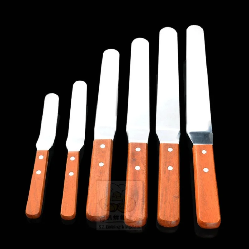 Spatula Palette դանակ փայտե բռնակ Չժանգոտվող պողպատ բլենդ Պանիր աղանդեր Jamեմ Spreaders Հարթեցնող կարագի տորթ զարդարող գործիքներ