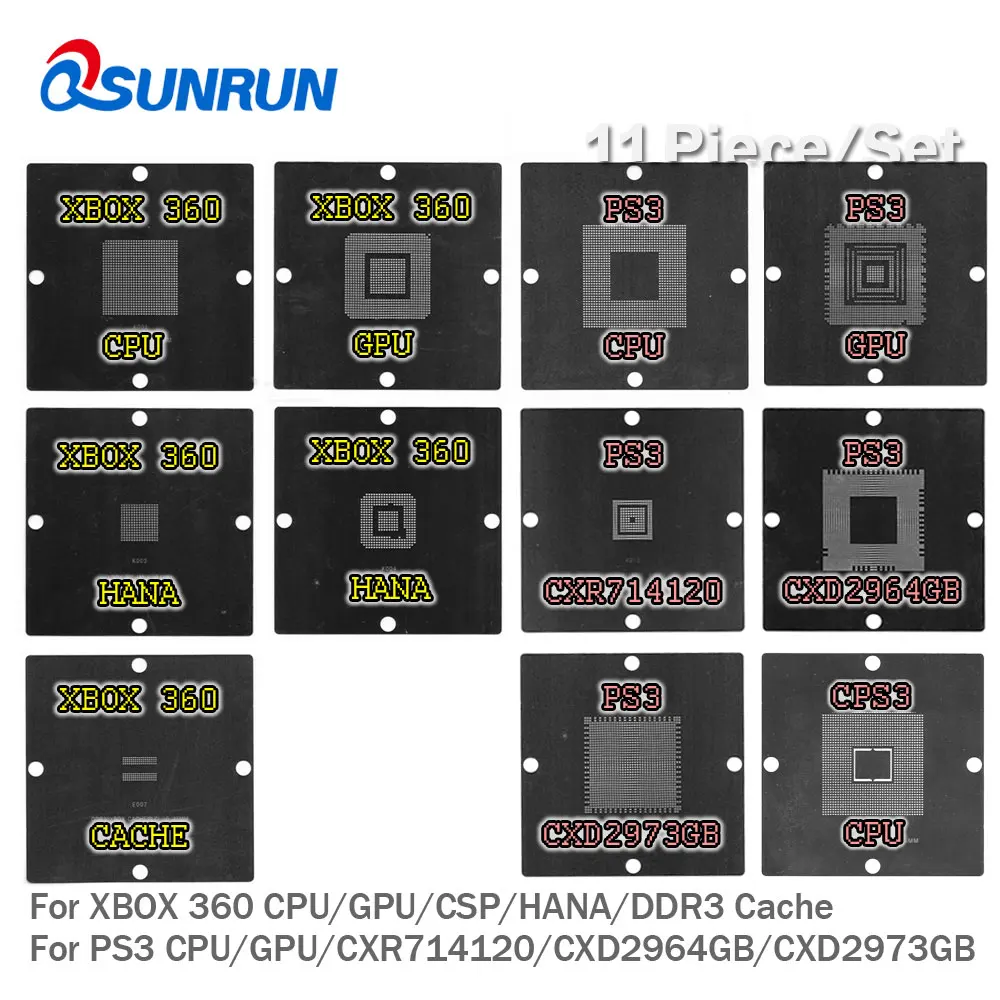 11 шт 90x90 мм BGA Rebaling Трафареты комплект для PS3 Процессор GPU CXR714120 CXD2964GB CXD2973GB/xbox 360 CSP HANA