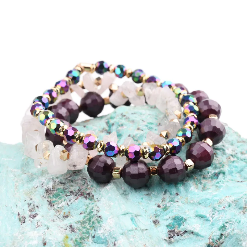 3 шт./компл. женский браслет ограненный Howlite Crystal Jaspers браслеты из кварцевого