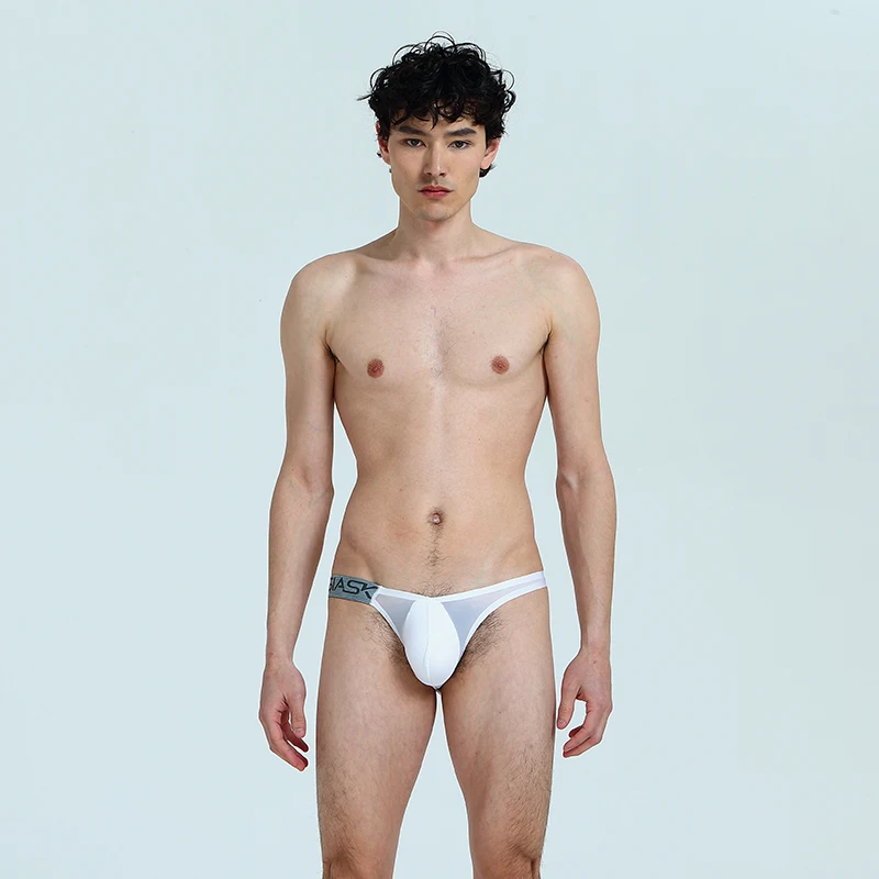 

Men's low-waist half U-convex sexy triangular quick-drying breathable seamless underwear 001BK
