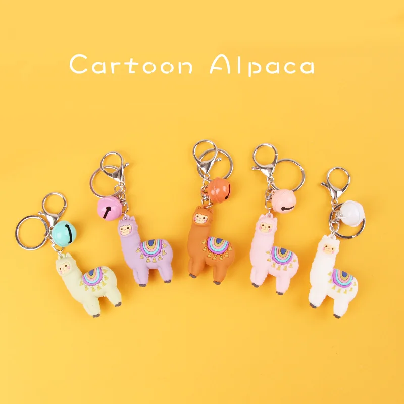 

New Qualitied Original cartoon Lamb cute Luck Zodiac Alpaca keychain key ring Simulation Animals Pendant Jewelry Birthday gift