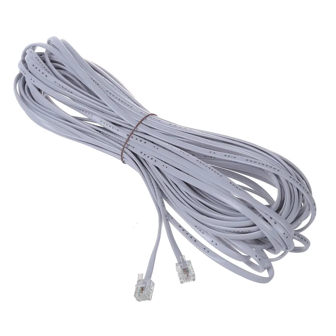 

18M 60ft RJ11 6P4C Telephone Extension Cable Connector White-SCLL