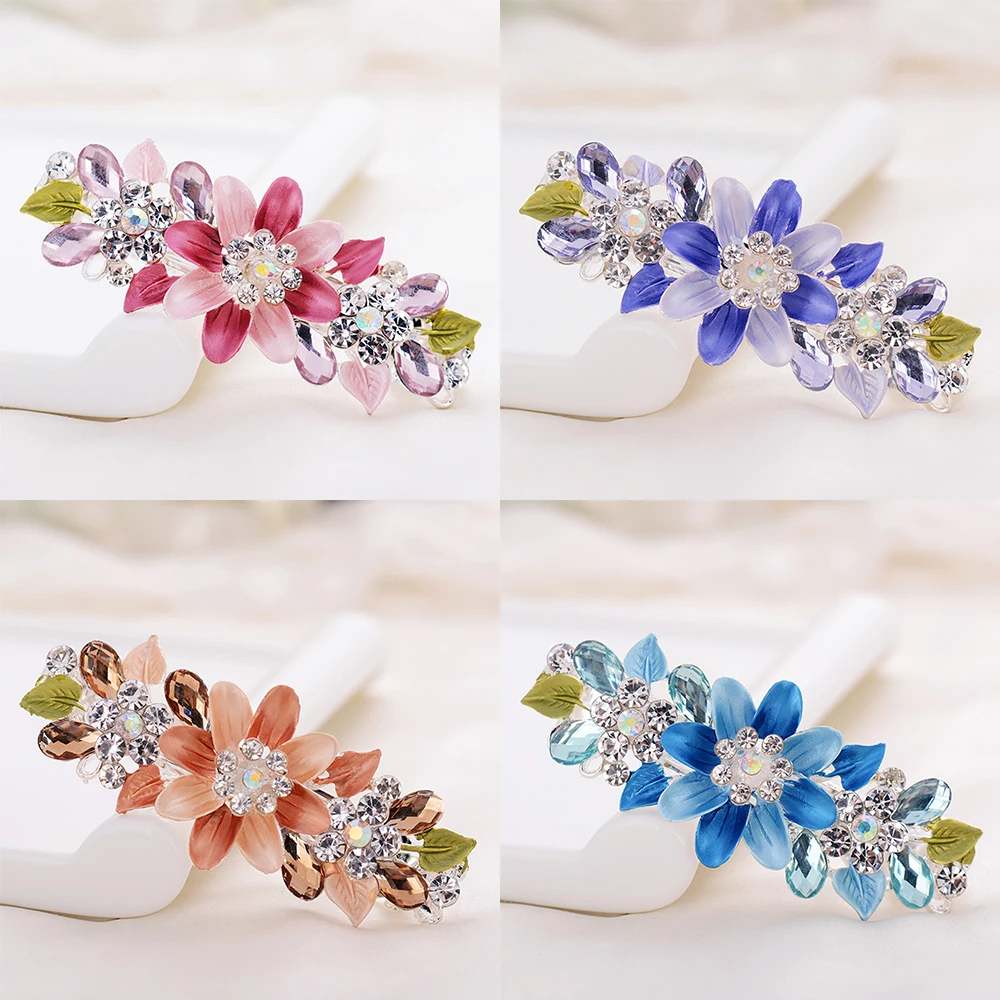 

1pc Elegant Exquisite Flower Crystal Rhinestone Barrette Hairpin Women Hair Clip Hair Accessories new in 2018