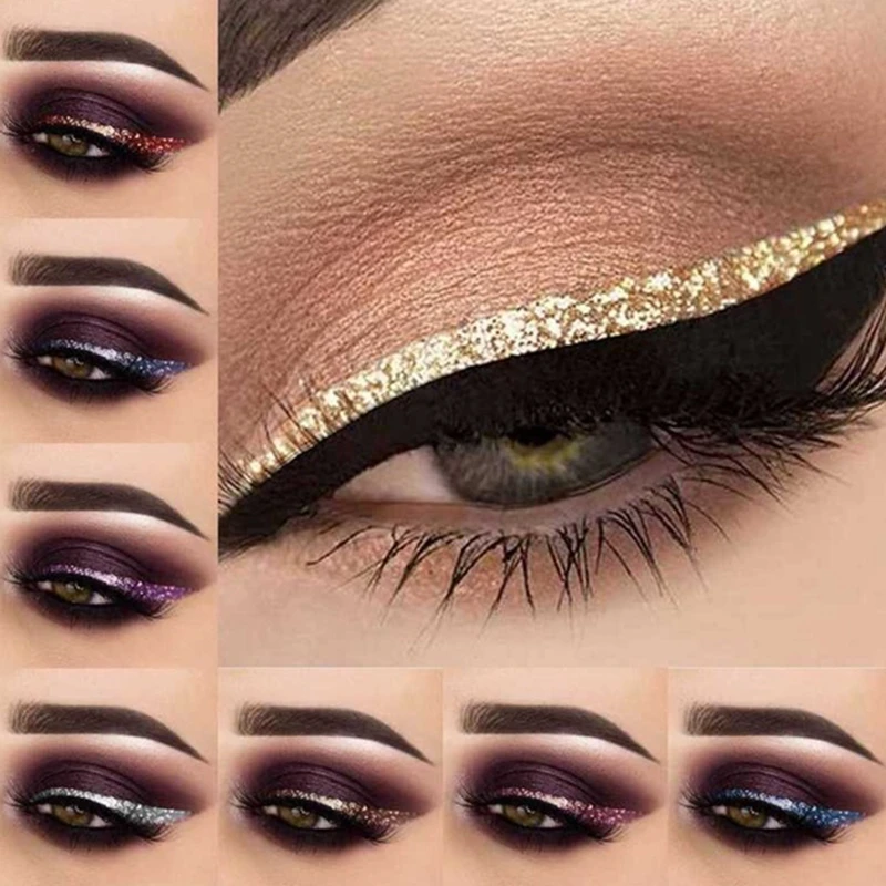 

16 Color Liquid Eyeliner Shimmer Metallic Eyes Makeup Waterproof Long Lasting Make Up Eye Liners Purple Red Silver Shiny Eyliner