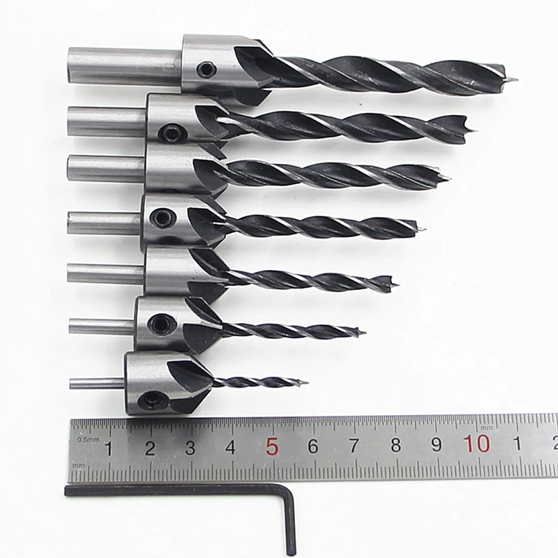 

FGHGF 7PCS Screws Guide Countersink Bit Countersink Screw Wood Drilling Bits Reamer Set for Woodworking Chamfer 3-10mm