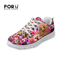 FORUDESIGNS/дышащая обувь для тренировок; легкая повседневная обувь с принтом мопса для женщин; обувь для удобной ходьбы; повседневная женская обувь на плоской подошве