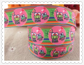 

new arrival 7/8" (22mm) frog love printed grosgrain ribbon cartoon ribbon hair accessories 5 yards