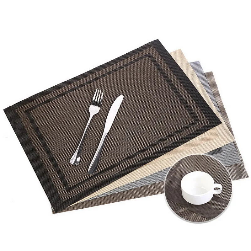 6pcs Fashion PVC Environmental Leaf Western Washable Dining Table Mat Insulation Placemat Kitchen Coaster Pad Household - Цвет: E