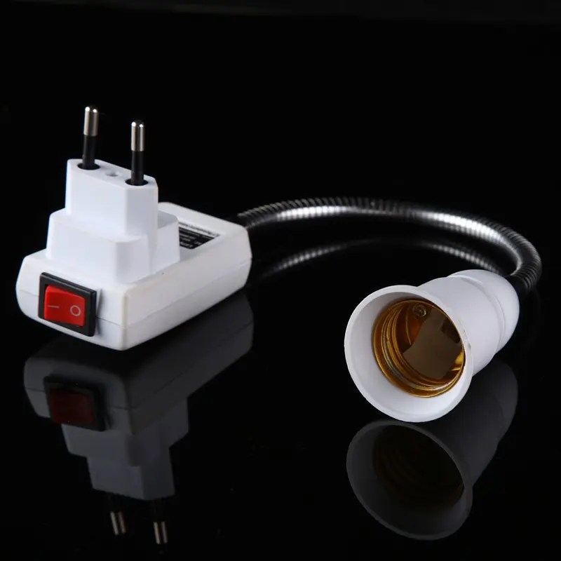 

LS4G E27 Flexible Extend Extension LED Reading Light Bulb Lamp Base Holder Screw Socket Adapter Converter (EU Plug)