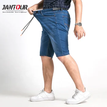 

2018 new Summer Brand Stretch Denim Jeans male Design Short Men blue Jean Loose Straight Shorts Pants fat plus big Size S-7xl